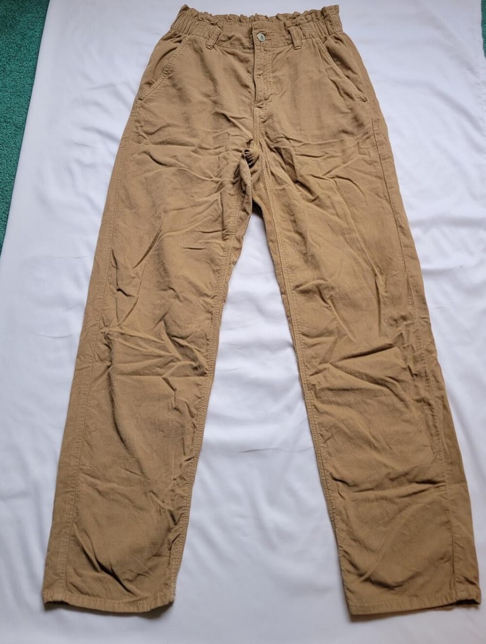 American Eagle Pants Womens 2 Brown Corduroy Elastic Waist High Rise Cord
